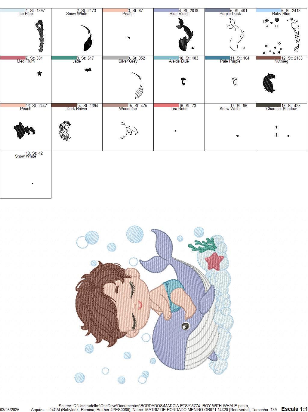 Whale embroidery designs - Diver Swiming Boy machine embroidery pattern - Ocean coral sea algae animal file - Instant download pes jef dst