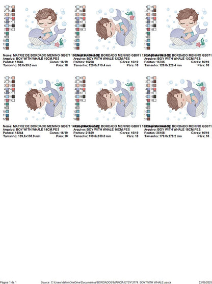 Whale embroidery designs - Diver Swiming Boy machine embroidery pattern - Ocean coral sea algae animal file - Instant download pes jef dst