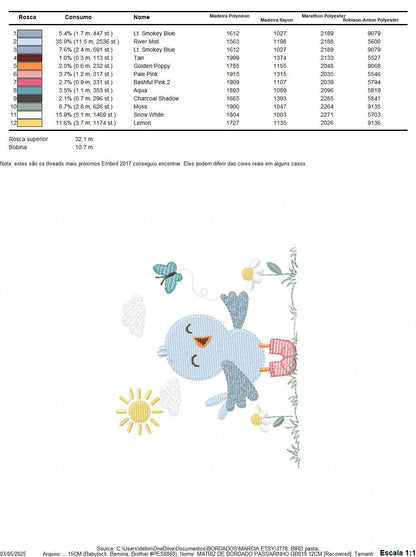 Singing Bird embroidery designs - Baby Boy Animal with sun and boots machine embroidery pattern - Instant digital download pes jef dst hus