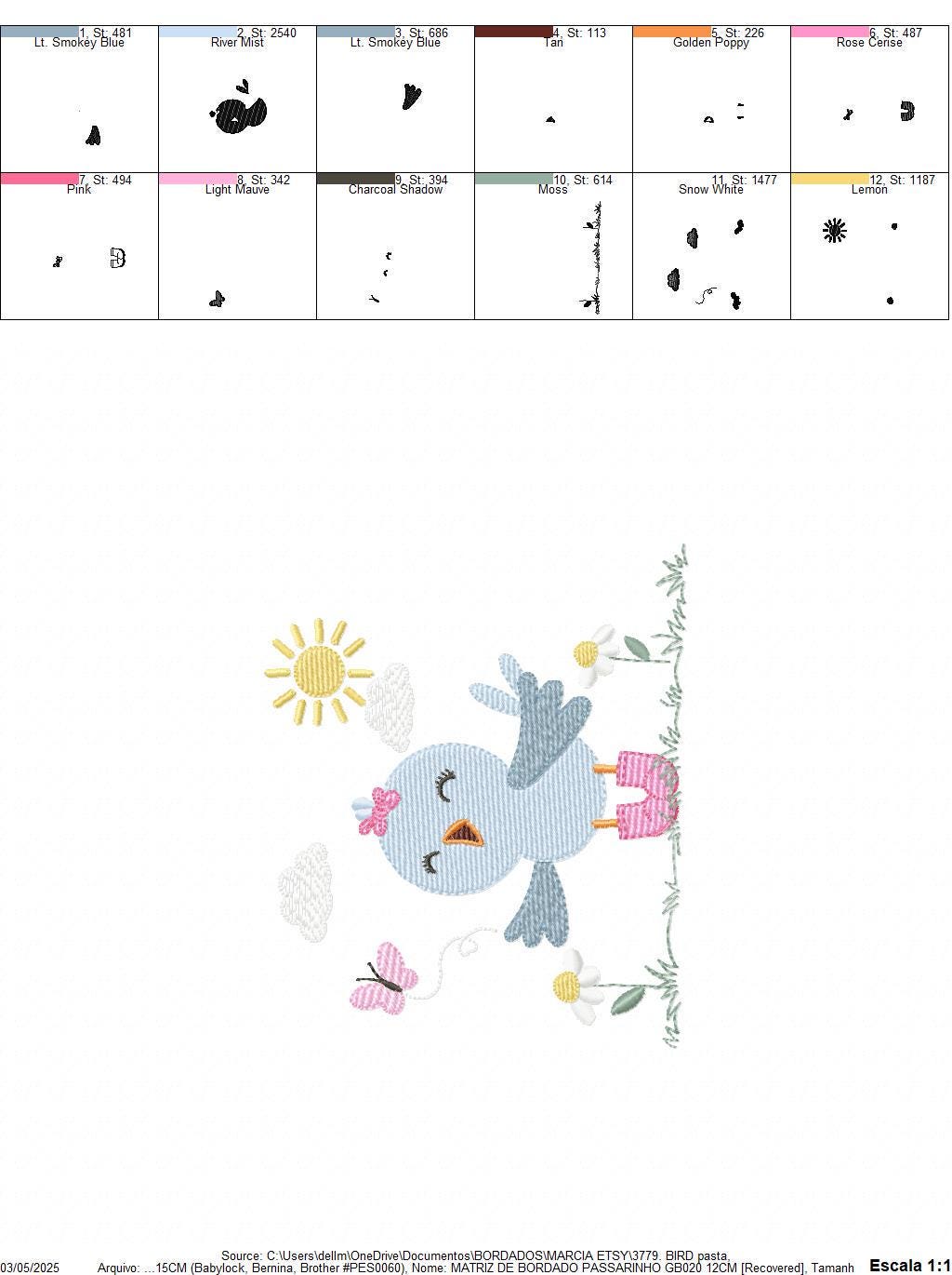 Singing Bird embroidery designs - Baby Girl Animal with sun and boots machine embroidery pattern - Instant digital download pes jef dst hus