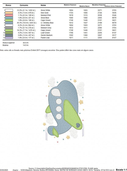 Plane embroidery designs - Airplane with clouds and stars machine embroidery pattern - Vehicle Sky Baby boy file - Instant download pes jef