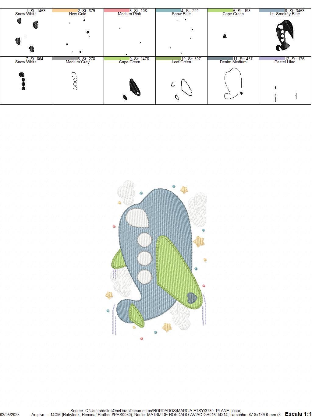 Plane embroidery designs - Airplane with clouds and stars machine embroidery pattern - Vehicle Sky Baby boy file - Instant download pes jef