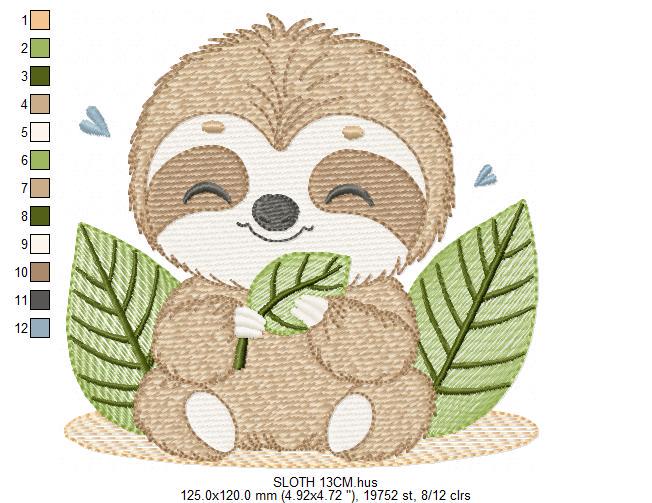 Sloth embroidery designs - Safari Wild animal machine embroidery pattern - Baby boy file - Instant digital download pes jef hus dst vp3