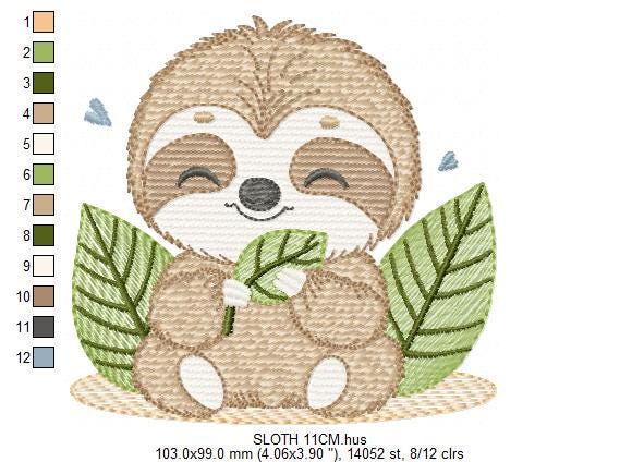 Sloth embroidery designs - Safari Wild animal machine embroidery pattern - Baby boy file - Instant digital download pes jef hus dst vp3