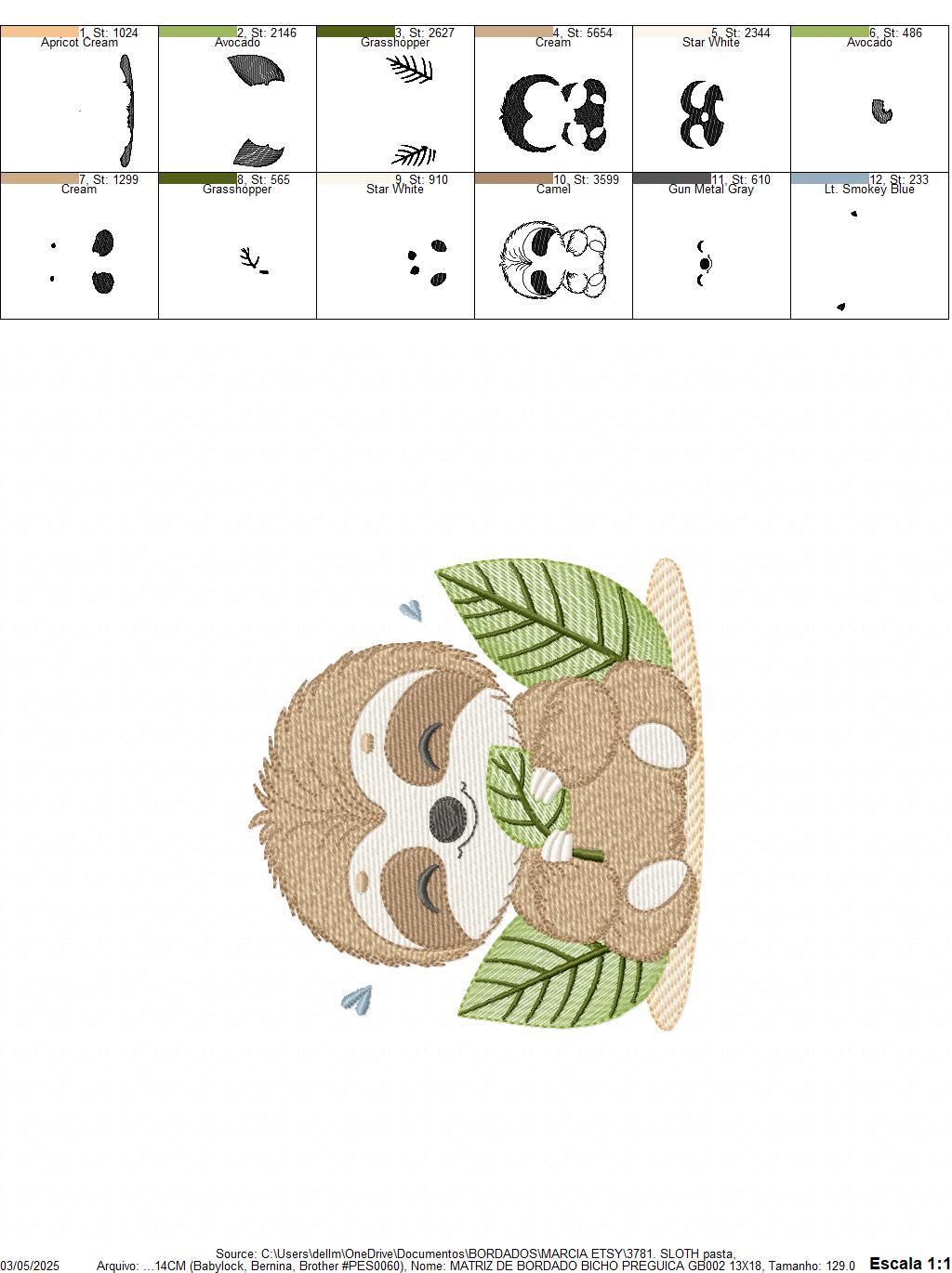 Sloth embroidery designs - Safari Wild animal machine embroidery pattern - Baby boy file - Instant digital download pes jef hus dst vp3