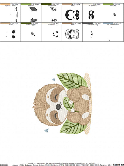 Sloth embroidery designs - Safari Wild animal machine embroidery pattern - Baby boy file - Instant digital download pes jef hus dst vp3