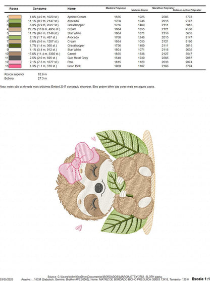 Sloth embroidery designs - Wild animal with bow lace machine embroidery pattern - Baby boy file - Instant digital download pes jef hus dst