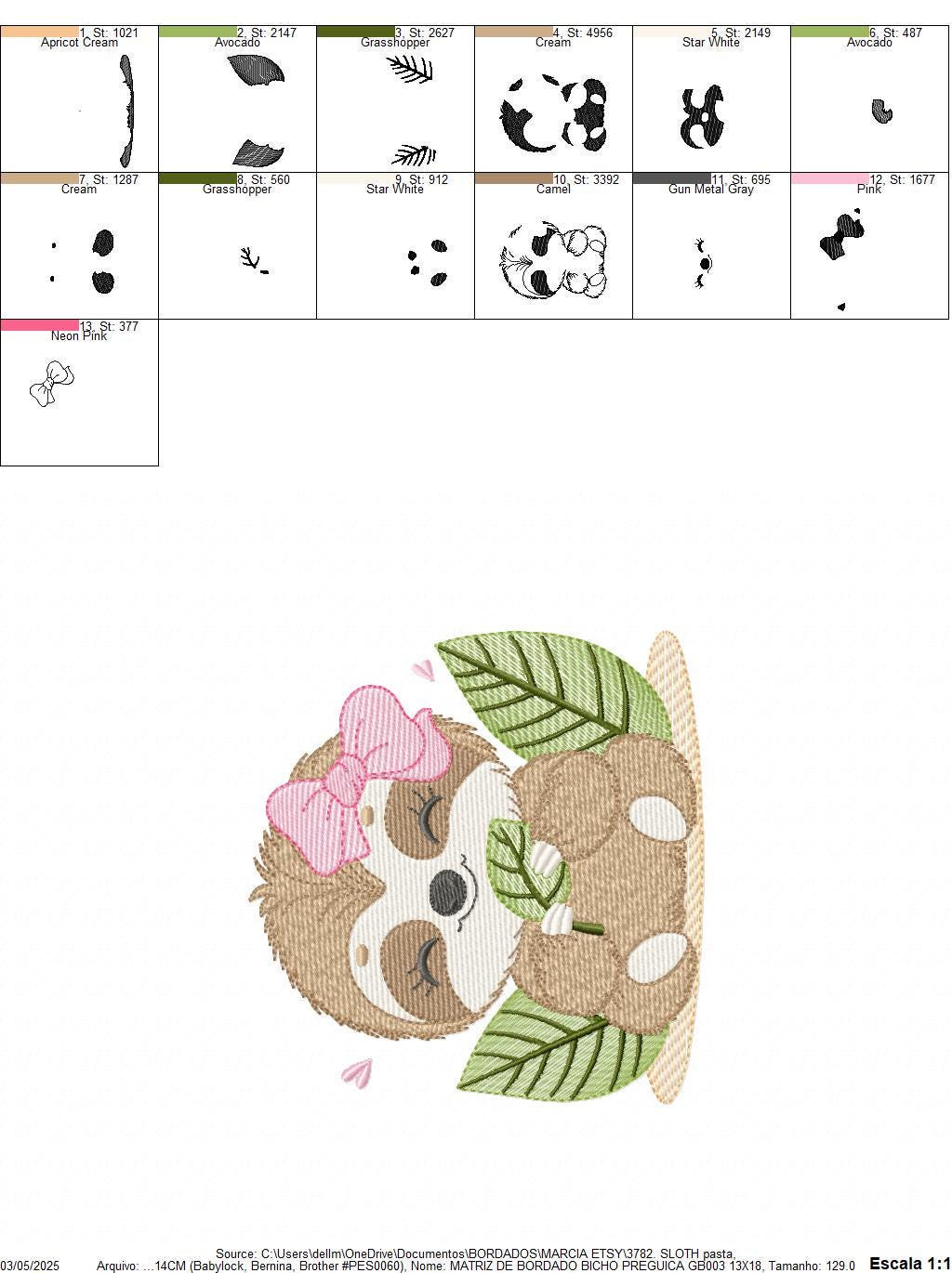 Sloth embroidery designs - Wild animal with bow lace machine embroidery pattern - Baby boy file - Instant digital download pes jef hus dst