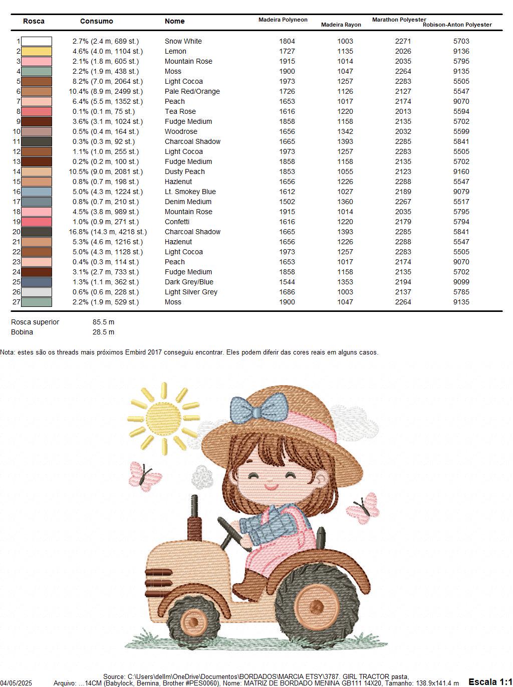Farmer Girl with tractor and hat embroidery designs - Farmer machine embroidery pattern - Tractor Girl file - Instant digital download pes