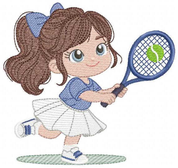 Tennis Player embroidery designs - Baby Girl athlete machine embroidery file - Tennisist file - Instant digital download pes jef dst hus vp3