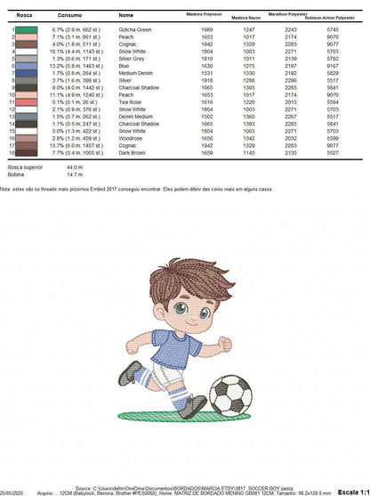 Soccer player embroidery designs - Baby Boy machine embroidery file - Boy with soccer ball file - Instant digital download pes jef dst hus