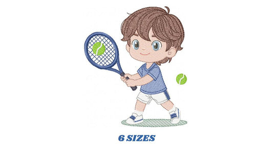 Tennis Player embroidery designs - Baby Boy athlete machine embroidery file - Tennisear file - Instant digital download pes jef dst hus vp3