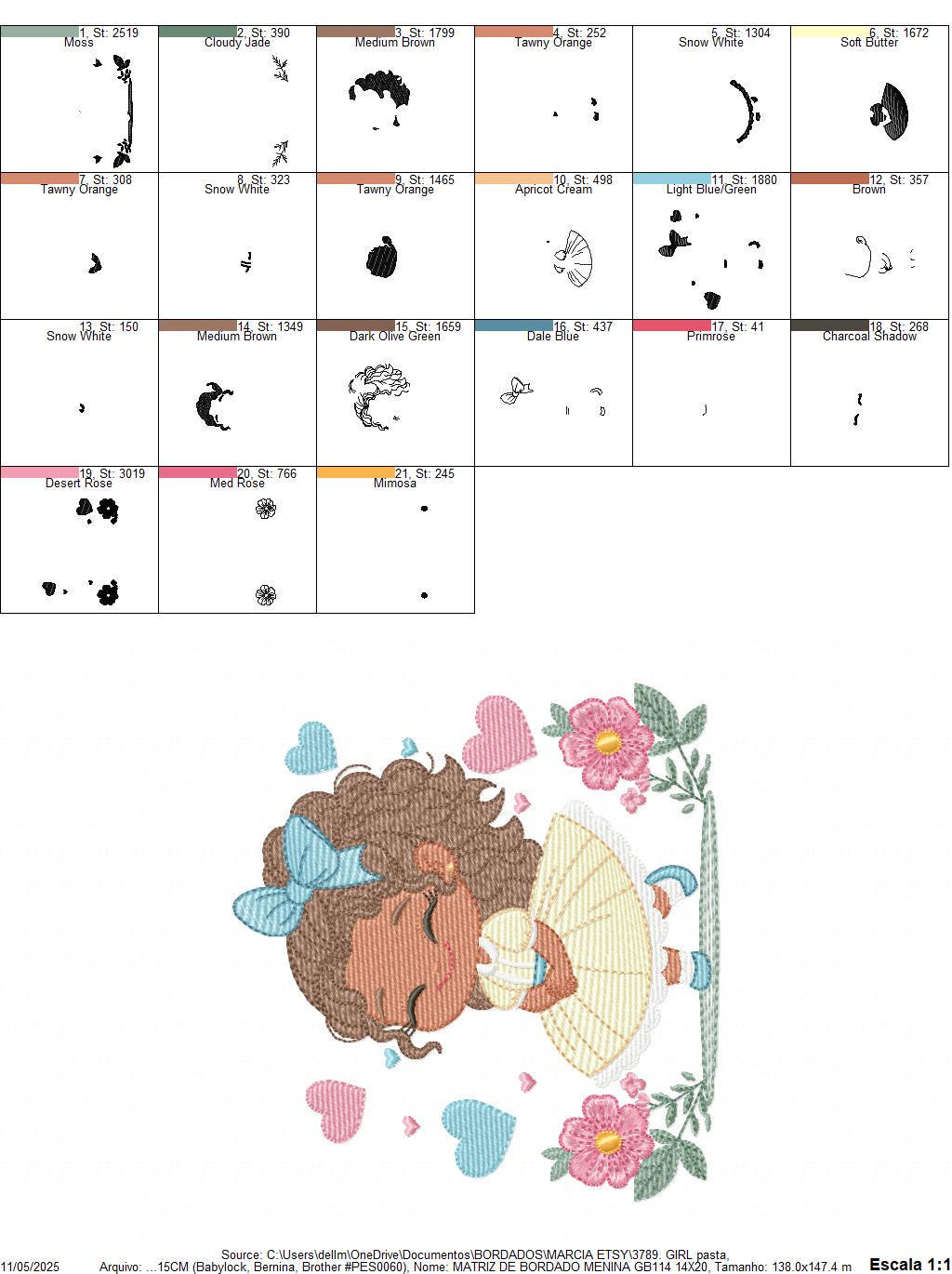 Baby Girl with Black Curly Long Hair embroidery designs - Girl with lace and flowers machine embroidery pattern - Instant download pes jef