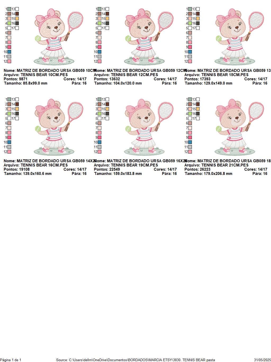 Female Bear embroidery designs - Baby girl machine embroidery pattern - Bear playing tennis - Tennis racket and ball - Instant download pes