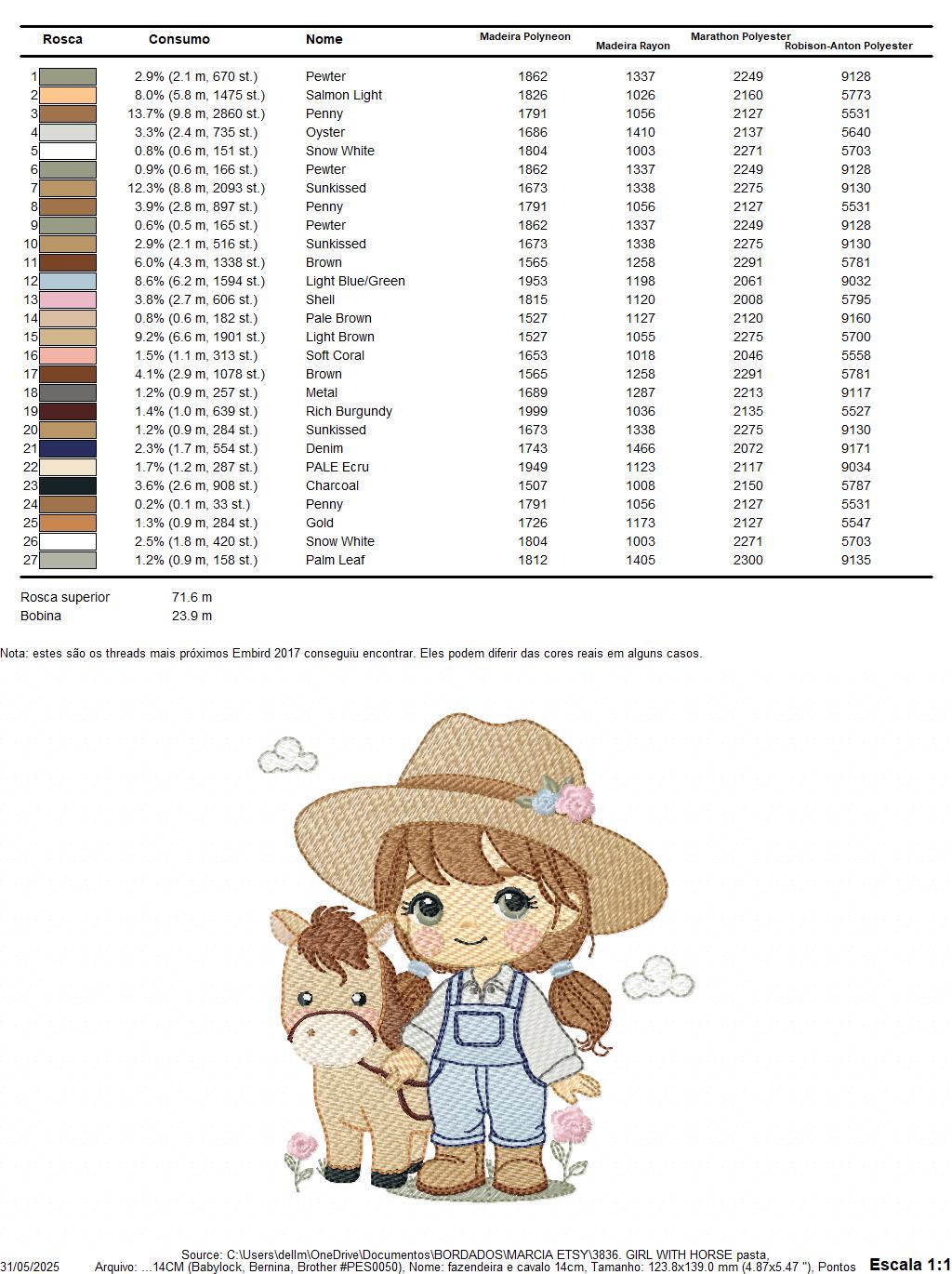 Girl Farmer embroidery designs - Farmer with hat and horse machine embroidery pattern - Girl with long hair file - Instant digital download