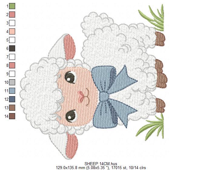 Baby Sheep with bow tie embroidery design - Lamb machine embroidery pattern - Newborn Baby boy file - Instant digital download pes jef dst