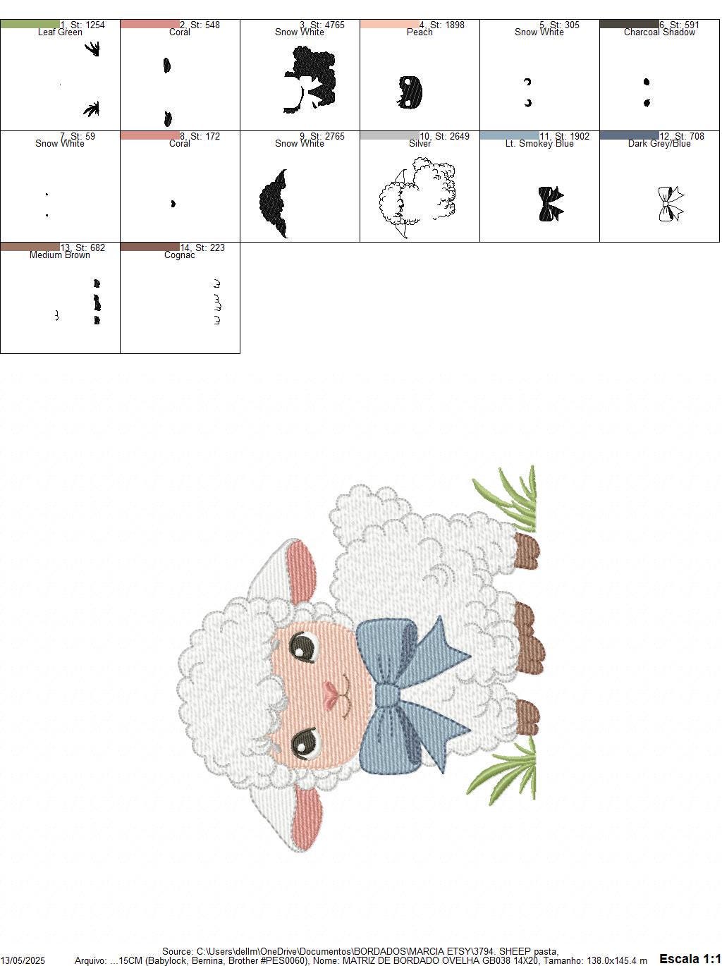 Baby Sheep with bow tie embroidery design - Lamb machine embroidery pattern - Newborn Baby boy file - Instant digital download pes jef dst