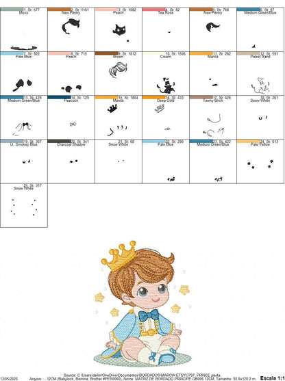 Baby Boy Prince embroidery designs - King machine embroidery pattern - Fairytale Magical file - Instant digital download pes jef dst hus vp3
