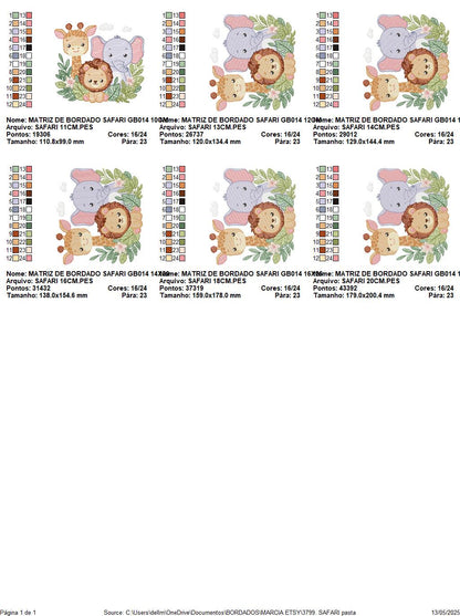 Safari animals embroidery designs - Giraffe Lion Elephant machine embroidery pattern - Baby girl boy - Instant Digital Download pes jef dst