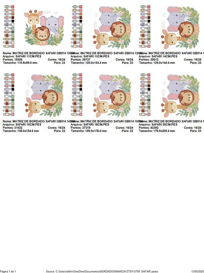 Safari animals embroidery designs - Giraffe Lion Elephant machine embroidery pattern - Baby girl boy - Instant Digital Download pes jef dst