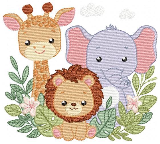 Safari animals embroidery designs - Giraffe Lion Elephant machine embroidery pattern - Baby girl boy - Instant Digital Download pes jef dst
