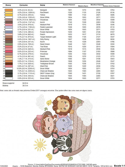 Safari Wild Animal embroidery designs - Elephant Zebra Lion in a boat machine embroidery pattern - Baby Girl Explorer - Instant download pes