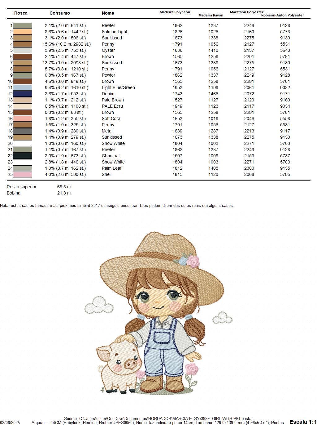 Girl Farmer embroidery designs - Farmer with hat and pig machine embroidery pattern - Cowgirlwith long hair file - Instant digital download