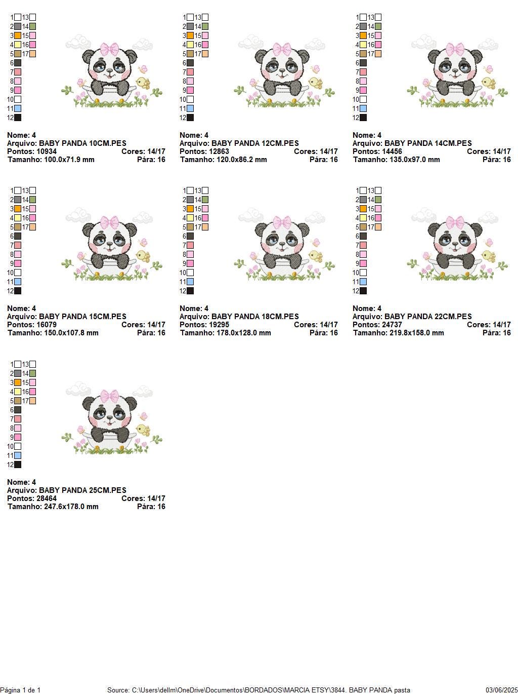 Female Panda embroidery design - Wild Animal machine embroidery pattern - Baby Girl file - Panda with flowers in bathtub - Instant download