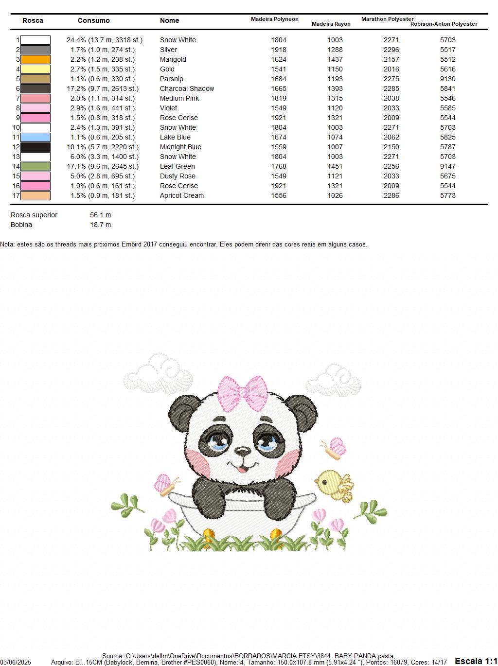 Female Panda embroidery design - Wild Animal machine embroidery pattern - Baby Girl file - Panda with flowers in bathtub - Instant download
