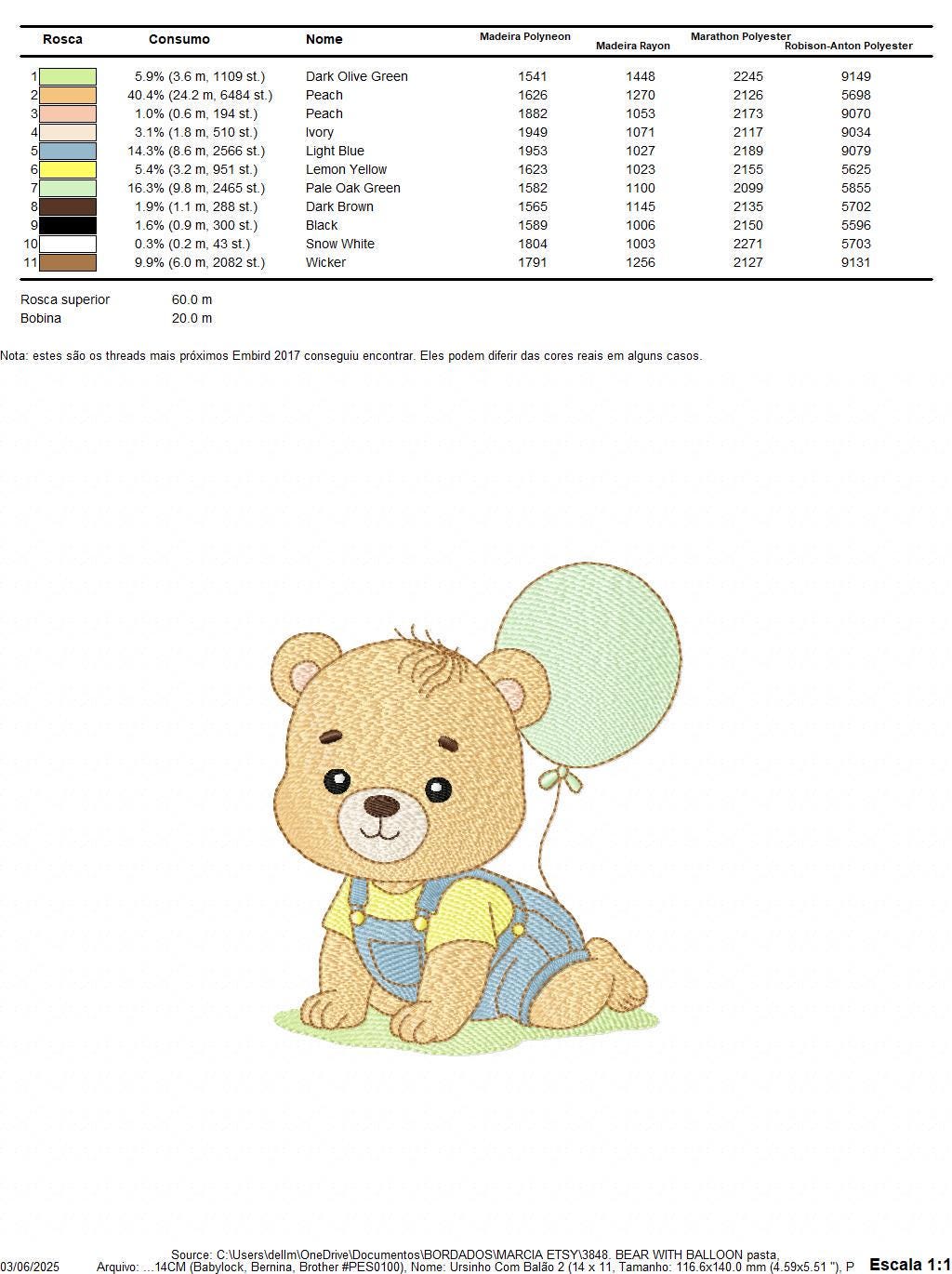 Male Bear with Balloon embroidery designs - Baby Boy bear machine embroidery pattern - Birthday Party file - Instant digital download pes