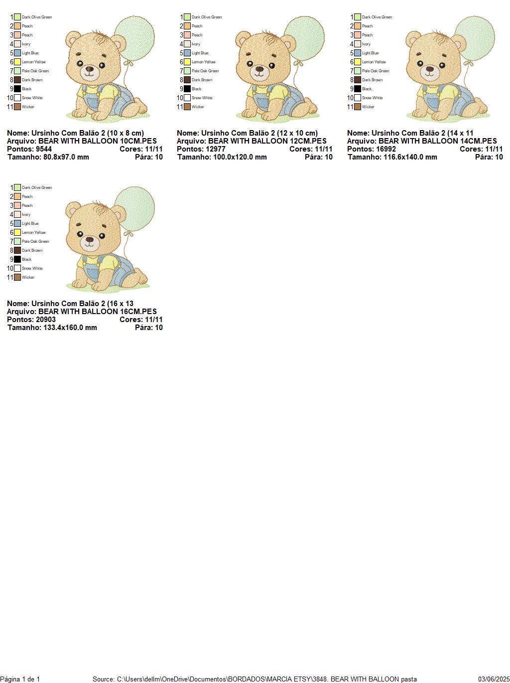 Male Bear with Balloon embroidery designs - Baby Boy bear machine embroidery pattern - Birthday Party file - Instant digital download pes