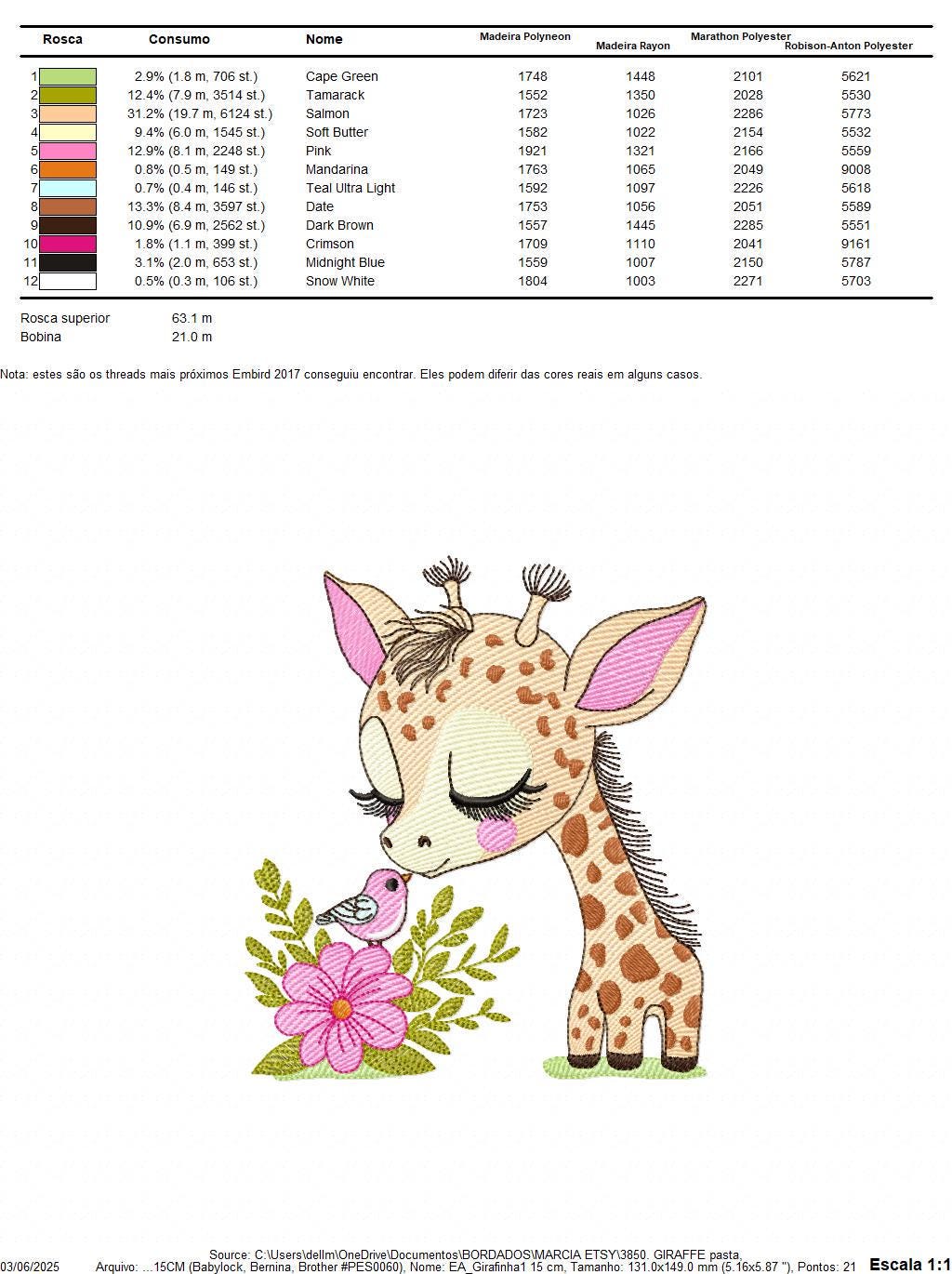 Giraffe with flower embroidery designs - Safari Female wild animal emachine embroidery pattern - Baby girl file - Instant download pes jef