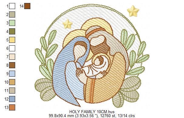 Holy Family embroidery designs - Mary, Joseph, and Baby Jesus machine embroidery pattern - Catholic Religious file - Instant download pes