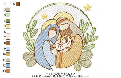 Holy Family embroidery designs - Mary, Joseph, and Baby Jesus machine embroidery pattern - Catholic Religious file - Instant download pes