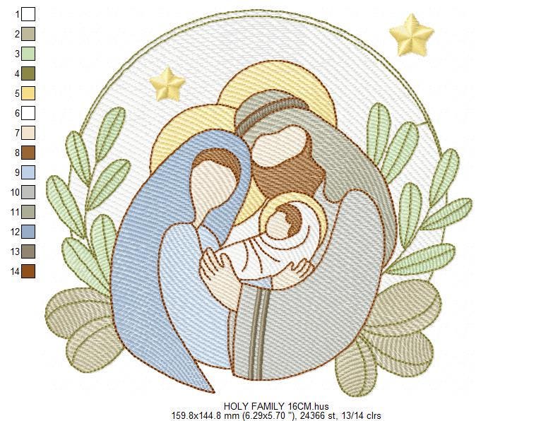 Holy Family embroidery designs - Mary, Joseph, and Baby Jesus machine embroidery pattern - Catholic Religious file - Instant download pes