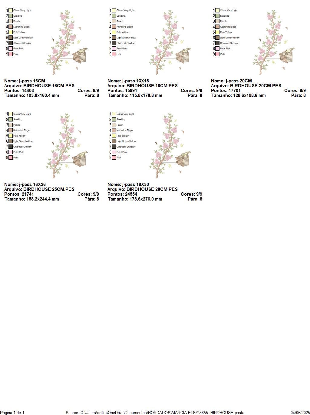 Birdhouse embroidery designs - Cherry Blossom tree machine embroidery pattern - Baby girl file - Birds with tree - Instant download pes jef