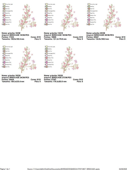 Birdhouse embroidery designs - Cherry Blossom tree machine embroidery pattern - Baby girl file - Birds with tree - Instant download pes dst