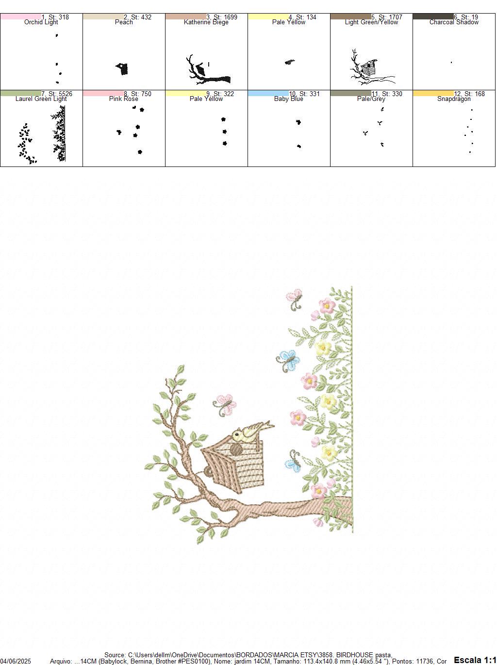 Bird embroidery designs - Bird House machine embroidery pattern - Baby girl file - Birds with tree and flowers - Instant download pes jef
