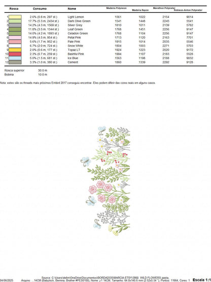 Flower garden embroidery designs - Butterfly floral spring garden machine embroidery pattern - Kitchen towel file - instant download pes jef