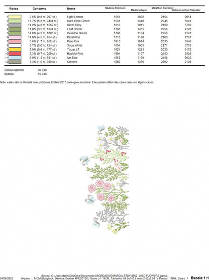 Flower garden embroidery designs - Butterfly floral spring garden machine embroidery pattern - Kitchen towel file - instant download pes jef