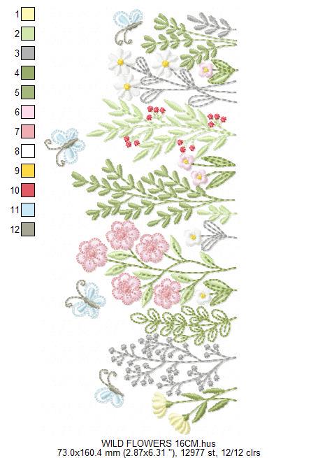 Flower garden embroidery designs - Butterfly floral spring garden machine embroidery pattern - Kitchen towel file - instant download pes jef