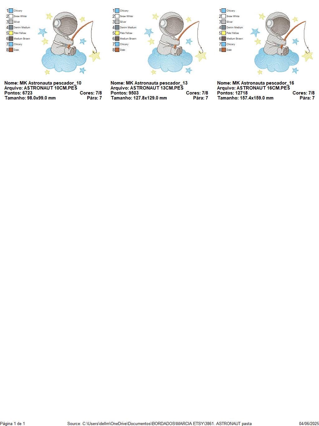 Astronaut embroidery designs - Baby boy Spaceman machine embroidery pattern - Star fishing cloud sky - Instant download pes jef dst hus vp3