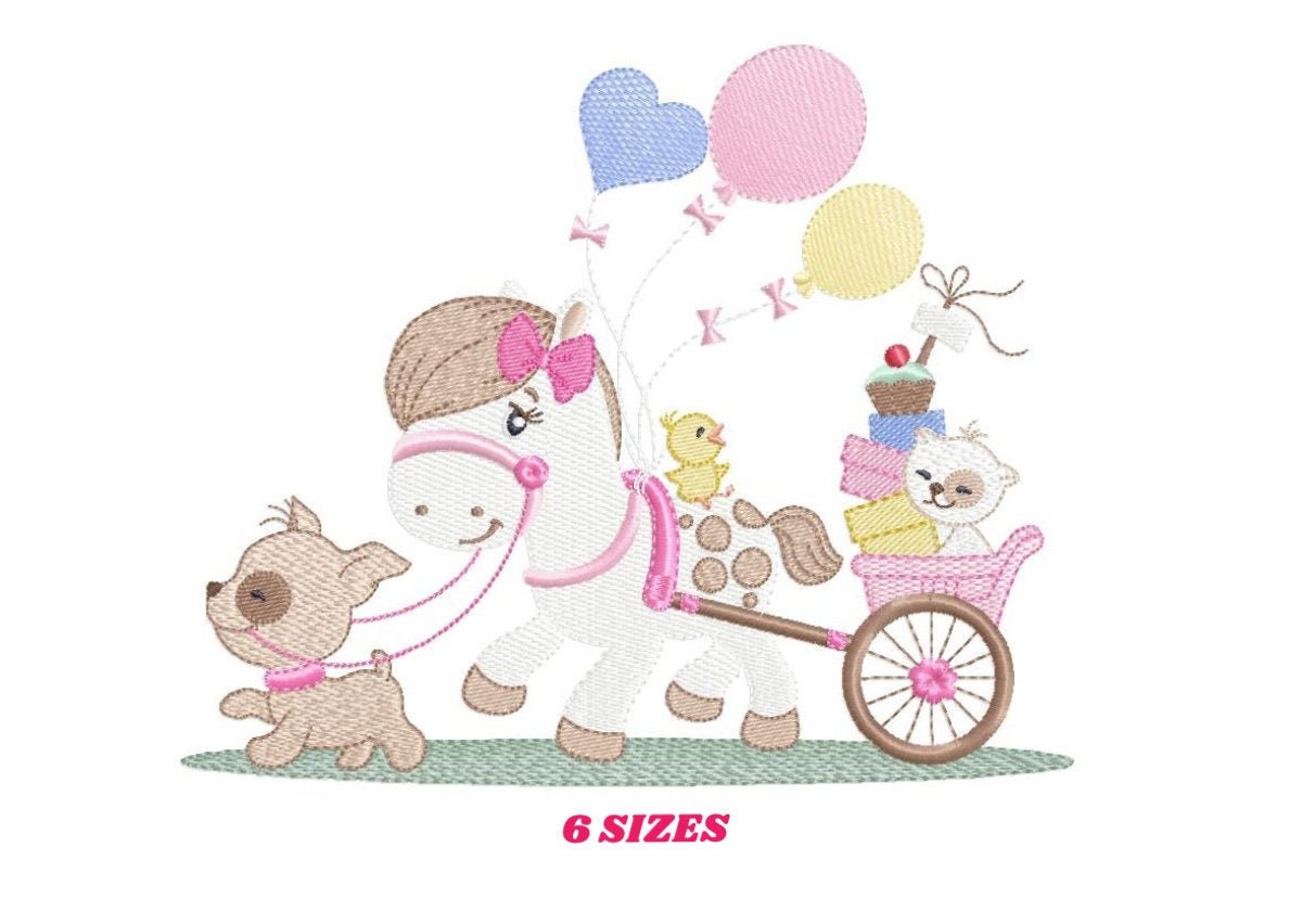 Horse embroidery design - Baby Girl embroidery designs machine embroidery pattern - Dog embroidery file Cat embroidery - instant download