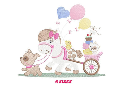 Horse embroidery design - Baby Girl embroidery designs machine embroidery pattern - Dog embroidery file Cat embroidery - instant download