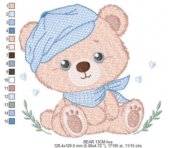 Bear embroidery designs - Baby boy Bear with hat machine embroidery pattern - Cute Teddy Bear file - Instant digital download pes jef dst