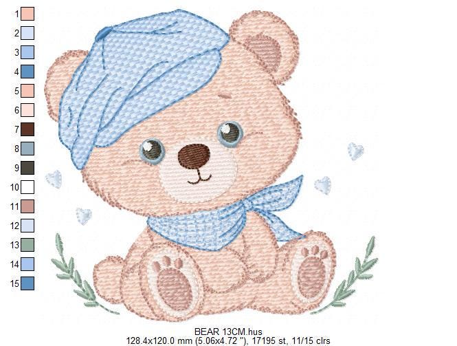 Bear embroidery designs - Baby boy Bear with hat machine embroidery pattern - Cute Teddy Bear file - Instant digital download pes jef dst