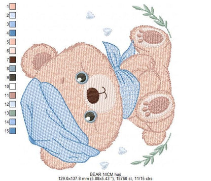 Bear embroidery designs - Baby boy Bear with hat machine embroidery pattern - Cute Teddy Bear file - Instant digital download pes jef dst