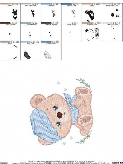 Bear embroidery designs - Baby boy Bear with hat machine embroidery pattern - Cute Teddy Bear file - Instant digital download pes jef dst