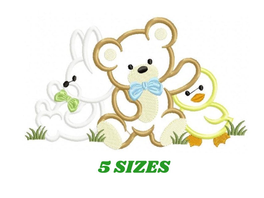 Animals embroidery designs - Bear embroidery design machine embroidery pattern - rabbit embroidery file - duck embroidery applique design