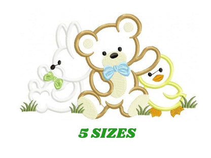 Animals embroidery designs - Bear embroidery design machine embroidery pattern - rabbit embroidery file - duck embroidery applique design
